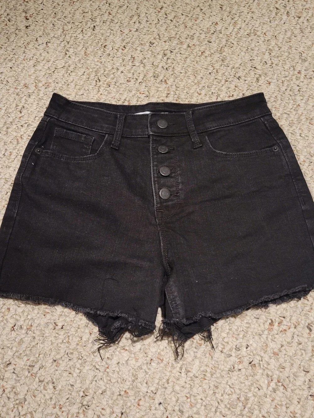 Old Navy Black Frayed High-Rise Shorts & Blue Cuffed Denim Shorts - Picture 5 of 8